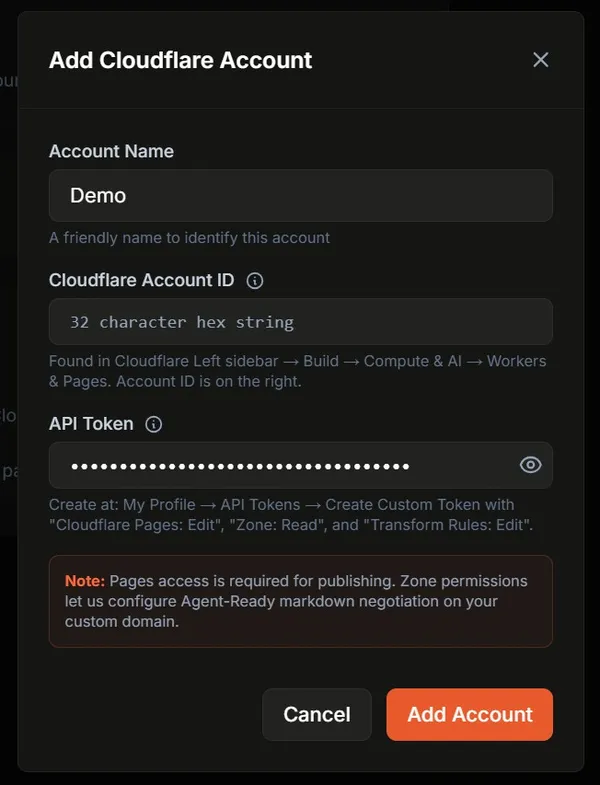 LocusPilot Cloudflare account settings