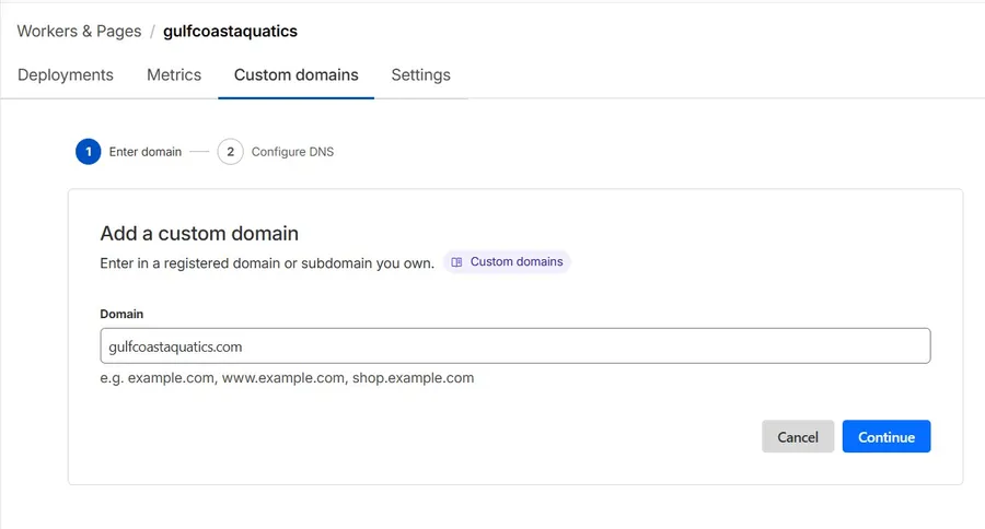 Add a custom domain in Cloudflare Pages