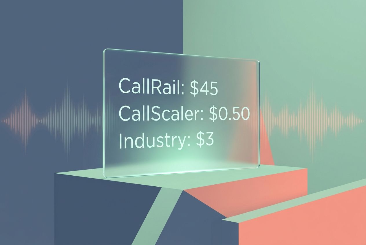 A stylized visualization comparing call tracking software costs