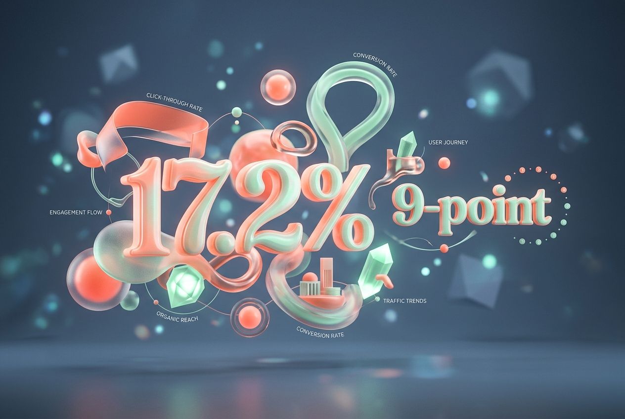 Abstract data visualization showing 17.2 percent and 9-point conversion increases