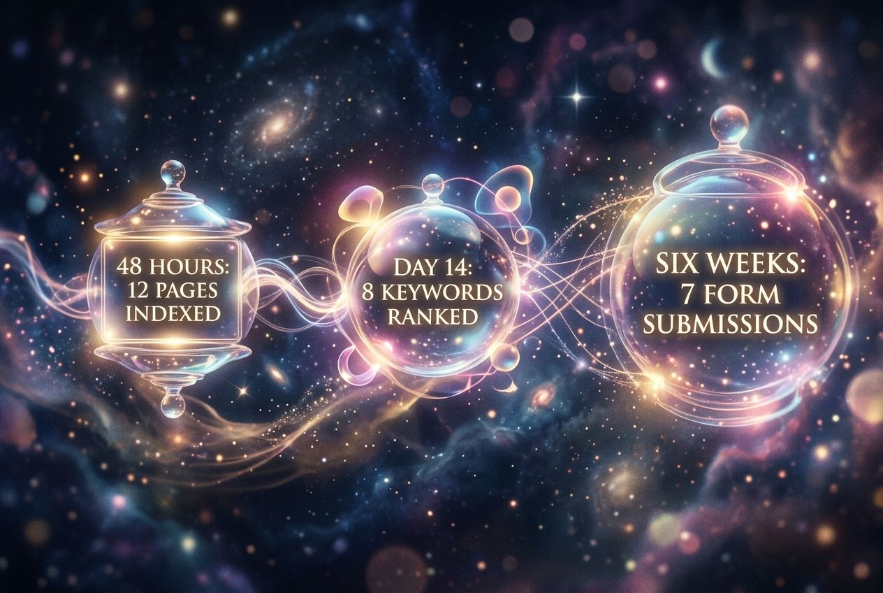 Timeline showing indexing and ranking progress