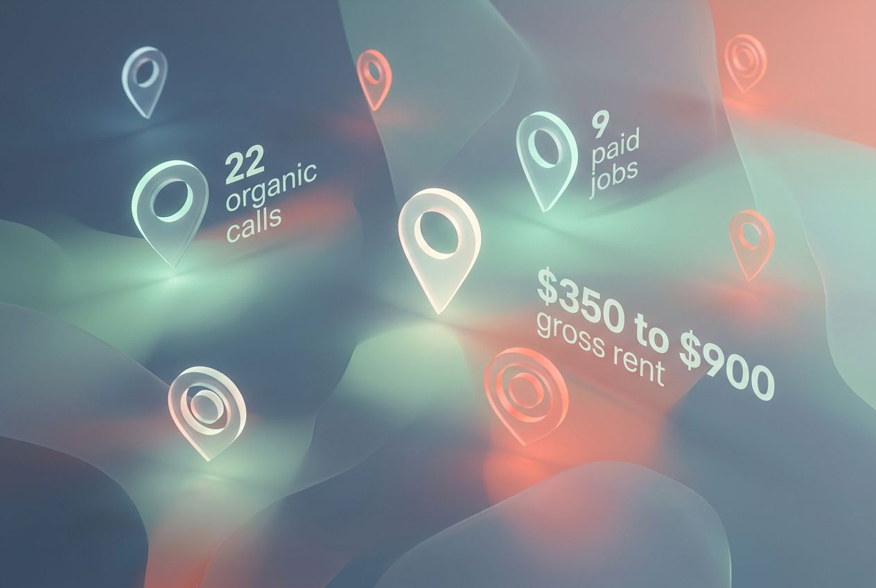 Conceptual visualization of multi-city site revenue and call metrics