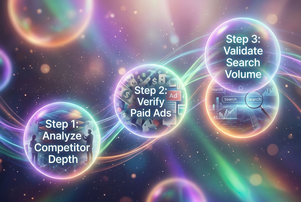 A visual timeline showing the steps to validate a niche before building