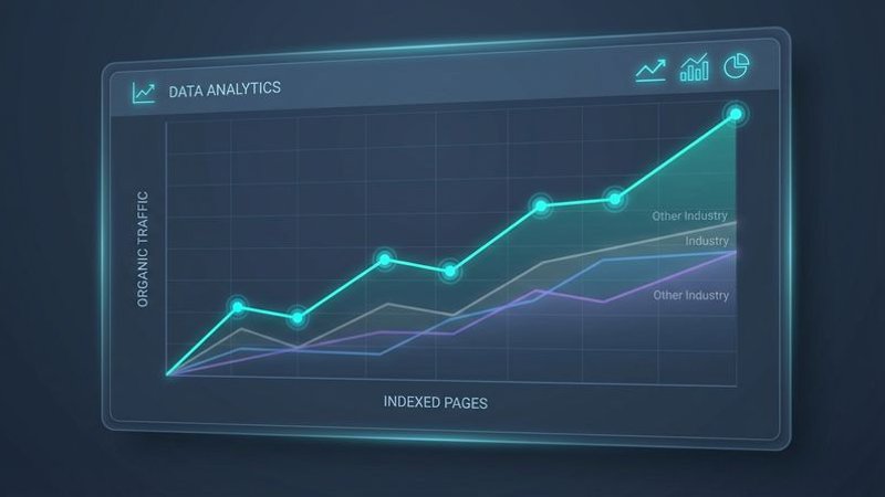 Graph showing correlation between number of indexed pages and organic traffic for local business websites across multiple industries