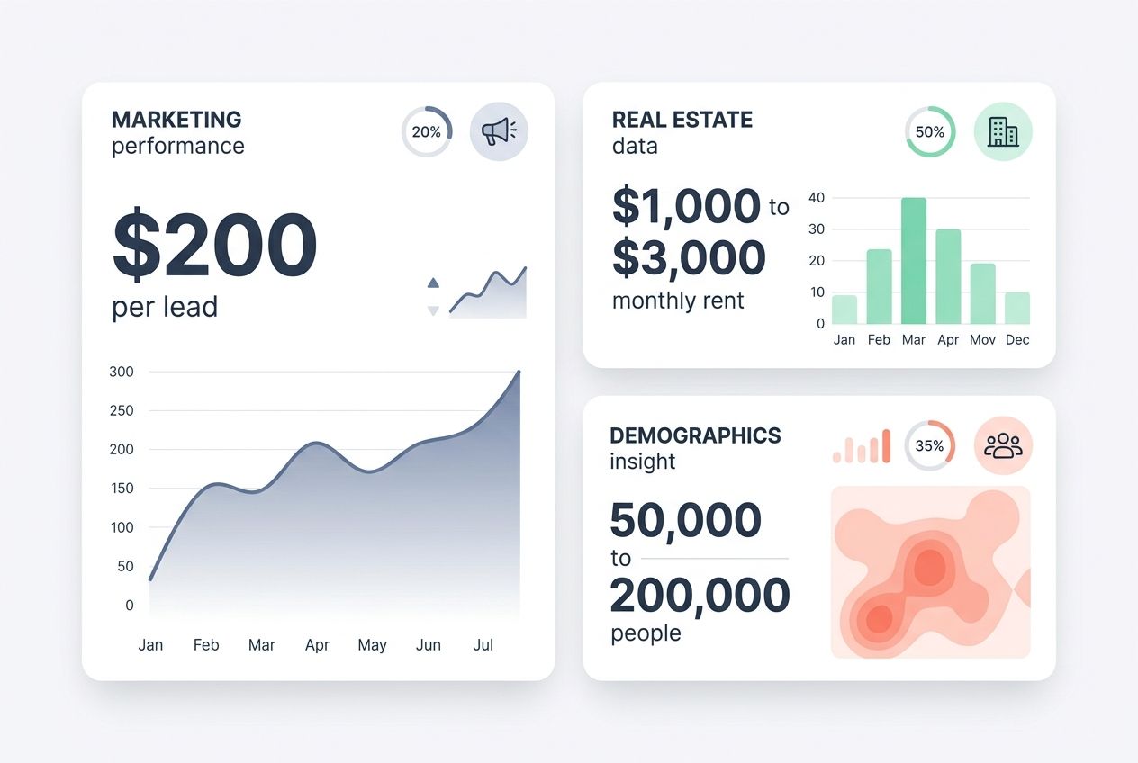 A dashboard showing key statistics for rentable niches