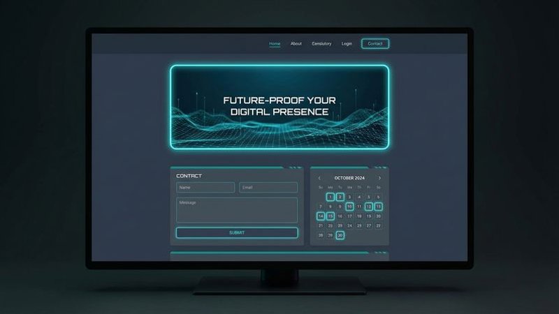 Modern static website with embedded contact form and booking widget showing interactive elements working without server-side processing